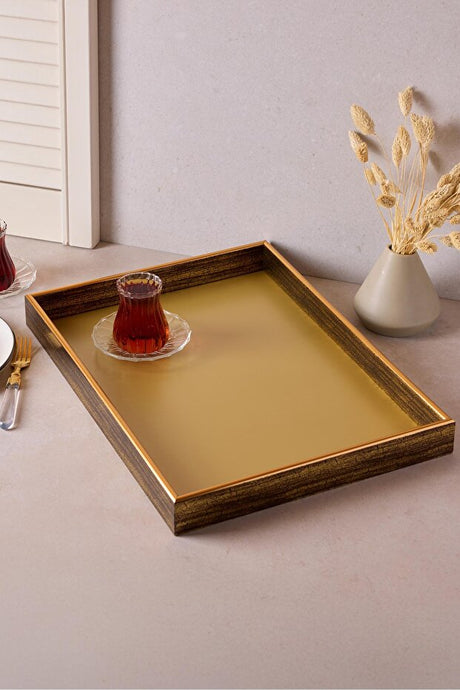 Elegant Gold Finish Rectangular Serving Tray - 33x45 cm
