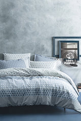 Malin Double Size 100% Cotton Duvet Cover Set - Blue