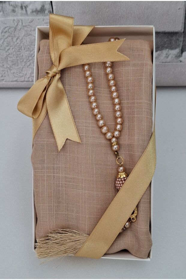 Elegant 90x90 Shawl & Pearl Prayer Beads Gift Set