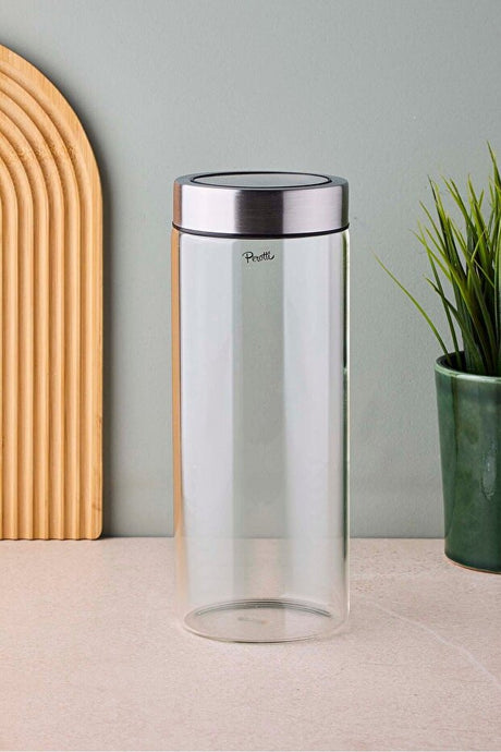 Borosilicate Glass Food Storage Jar - 1600ml Capacity with Stainless Steel Lid