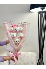 Pink Teddy Bear Bouquet - 6 Plush Bears, 40cm