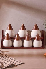 Porcelain 7-Piece Spice Jar Set - Decorative Kitchen Organizer