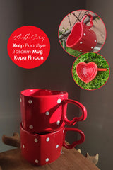 Handmade Ceramic Polka Dot Heart Design Coffee Mug