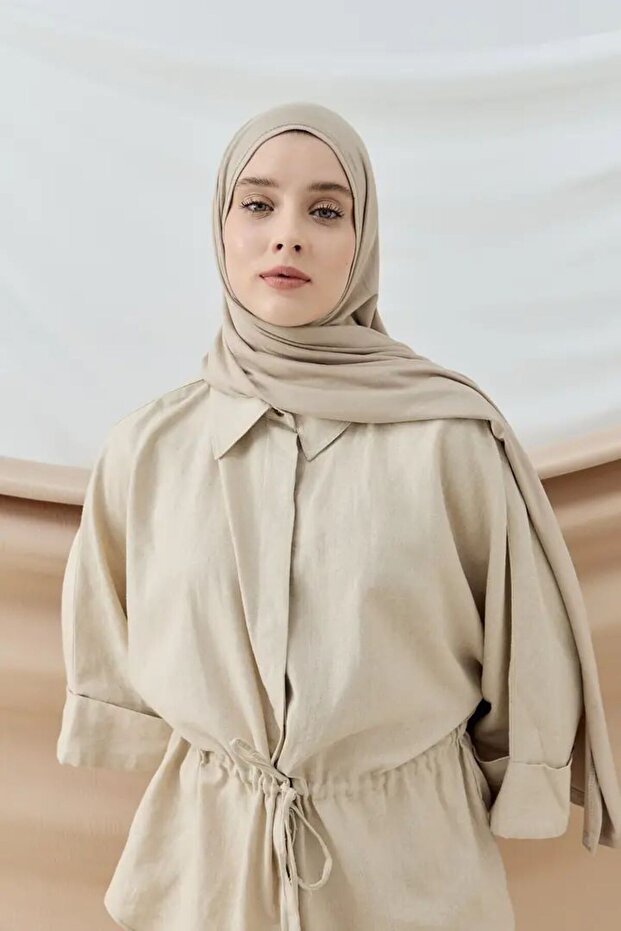 Aminenesil Beige Jersey Shawl - Soft & Versatile