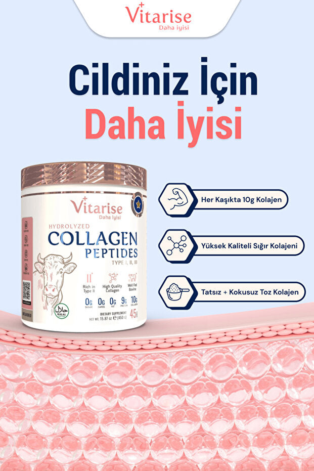 Vitarise Hydrolyzované kolagenové peptidy v prášku - Typ 1, 2, 3 - 450g