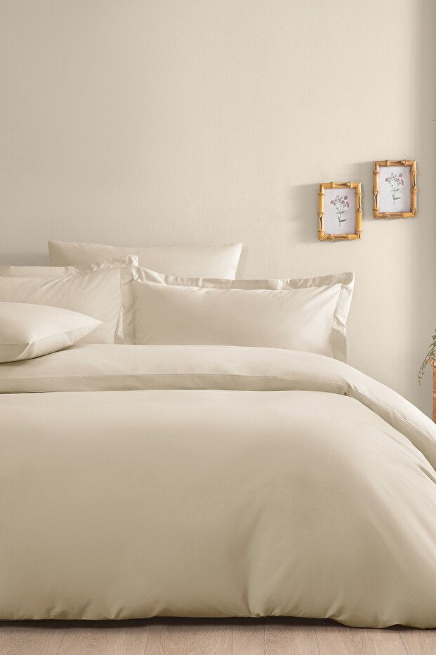 Naturalis Double Ranforce Washed Duvet Cover Set - Beige
