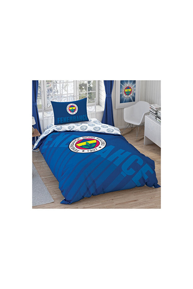 Fenerbahce Single Size Navy Logo Cotton Duvet Cover Set