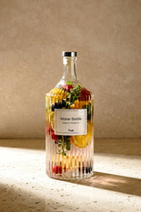 1000ml Ribbed Glass Water Bottle with Silver Cap
