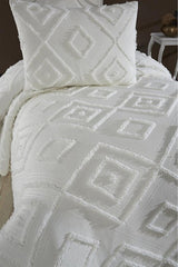 Samira Single Pique Set - 2-Piece Cream with Diamond Pattern