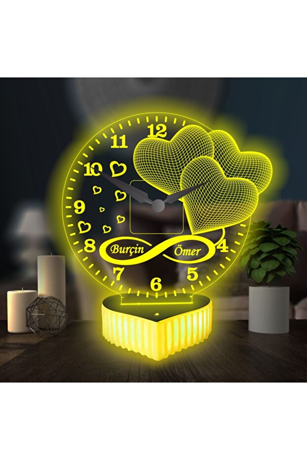 Personalized Infinity Love LED Clock Lamp - 16 Color Remote Control
