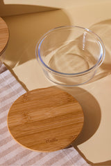 Round Glass Storage Jar - 390ml with Natural Bamboo Lid