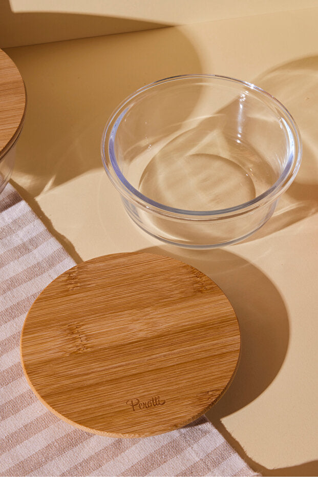 Round Glass Storage Jar - 390ml with Natural Bamboo Lid