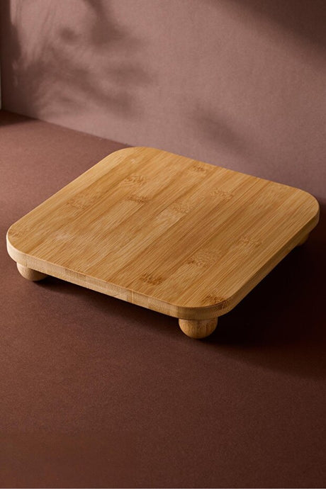 24 cm Bamboo Square Serving Stand with Feet - Multi-Purpose