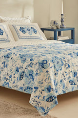 Asul Double Duvet Cover Set - Blue Floral, 100% Cotton