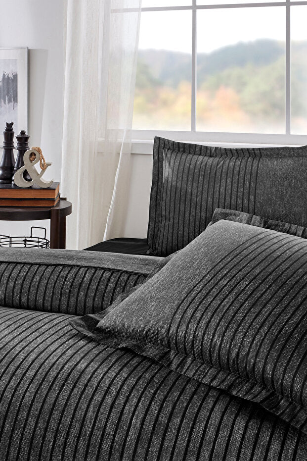 Noir Double Duvet Cover Set - 100% Cotton, 200x220 cm