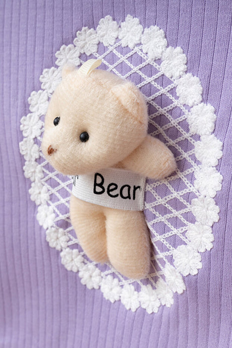 Baby Ribbed Cotton 2-Piece Bear Applique Outfit - 3-6 Months