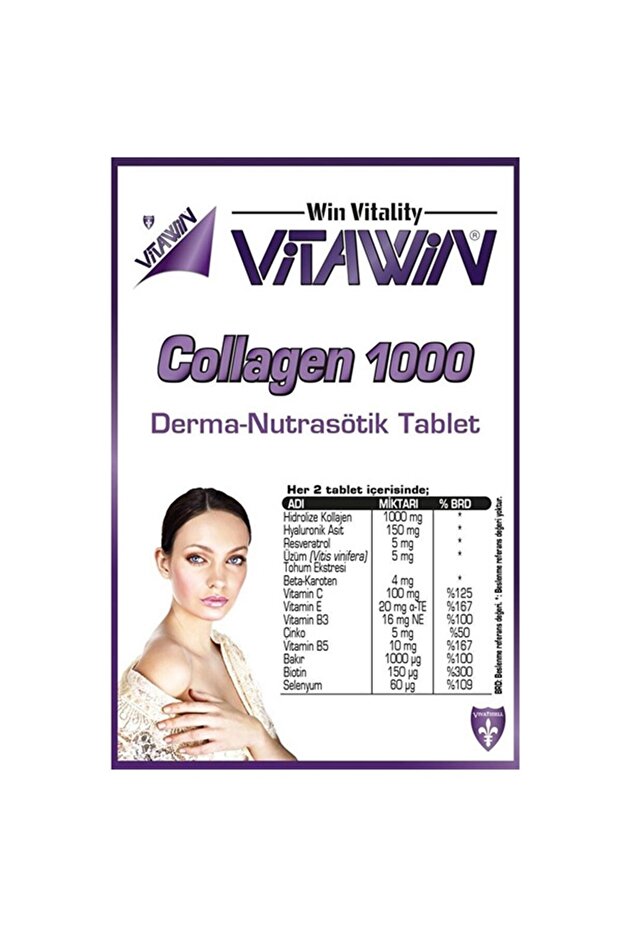 Kollagen 1000 Nahrungsergänzungsmittel - 60 Tabletten