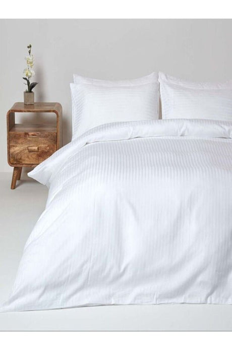 Luxury Hotel Type Striped Cotton Sateen Duvet Cover Set - 180x200 cm
