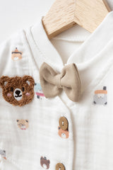 Newborn 5-Piece Muslin Bear Embroidered 100% Cotton Clothing Set
