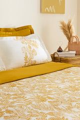 Orla 100% Cotton Double Duvet Cover Set - Yellow Pattern
