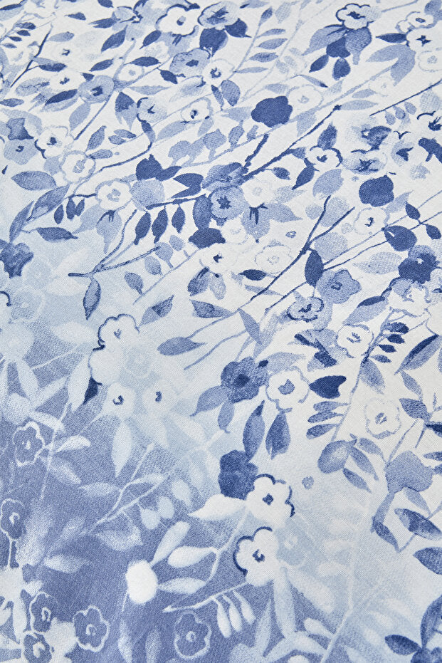 Amelia Blue Single 100% Cotton Fitted Duvet Cover Set