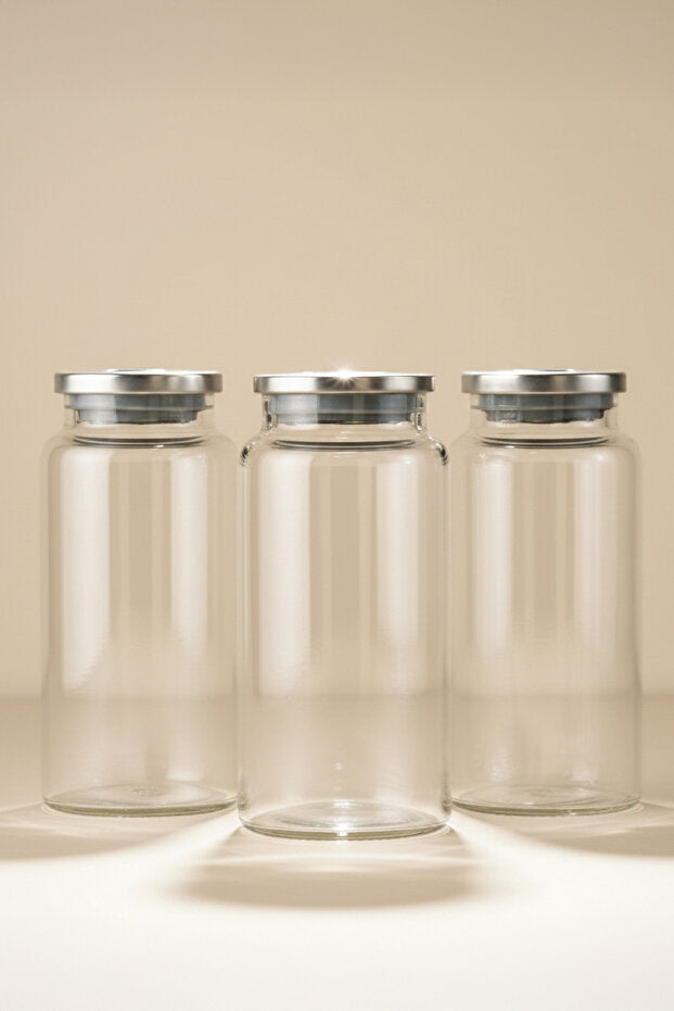 1400ml Glass Storage Jar Set with Metal Lids - 3 Pieces