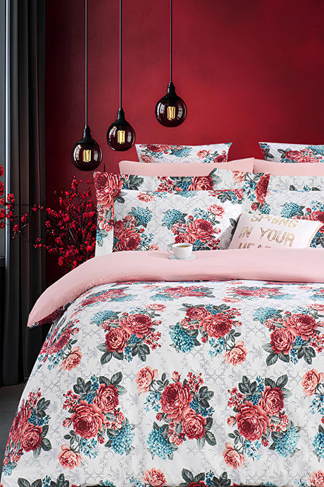 Elegant Rose Double Size Cotton Duvet Cover Set - High Quality