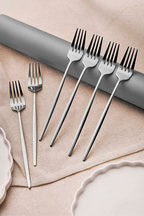 Elegant Stainless Steel Dinner Forks - 6 Piece Cutlery Set