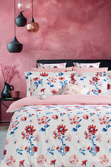 Double Fitted Sheet Duvet Cover Set - Daisy White Cotton