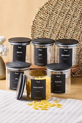 6-Piece 750ml Glass Storage Jars with Black Wooden Lids