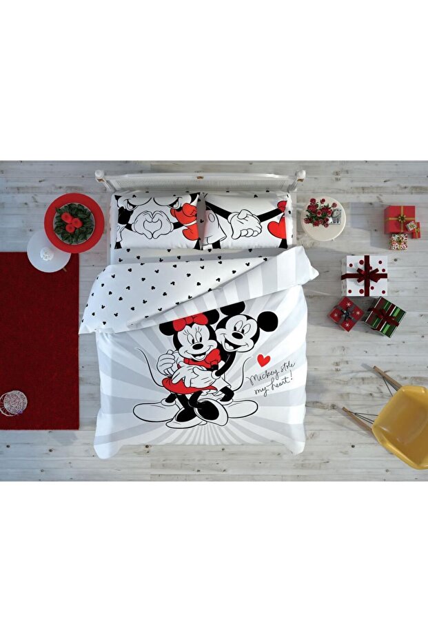 Licensed Minnie Mickey Love Day Glow Double Duvet Cover Set