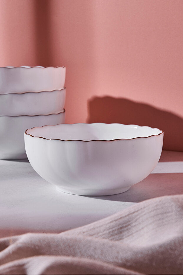 Waves Opal Gold-Rimmed Soup Bowl - 11.5 cm