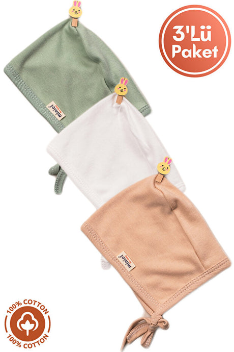 Unisex Organic Cotton Baby Hats Set - 3-Pack