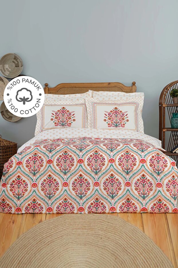 Carmenta Double Duvet Cover Set - 100% Cotton Floral