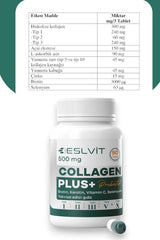 Collagene Idrolizzato 5 Tipi - 90 Compresse con Vitamina C, Zinco, Selenio