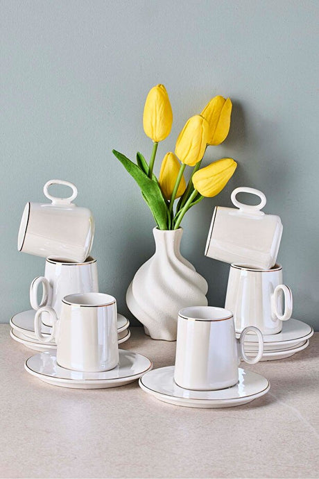 Pure Porcelain Coffee Cup Set for 6 People - Elegant Design