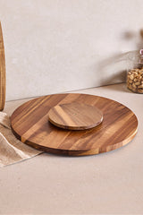 Acacia Wood Serving Stand - 35 cm Diameter Round Board