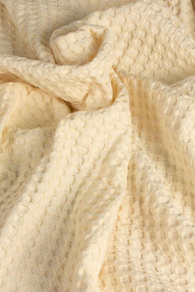 100% Cotton Double Bedspread Pike - Waffle & Pom-pom Cream
