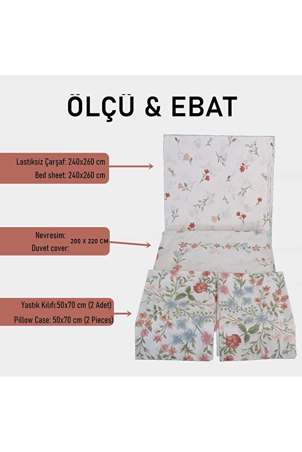 Ranforce Double Duvet Cover Set - Hilarie Floral Design