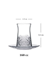 Pasabahce Timeless Heybeli Professional Turkish Tea & Dessert Glassware Set - 24 Piece