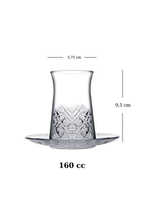 Set di Vetro per Tè e Dessert Professionale Turco Pasabahce Timeless Heybeli - 24 Pezzi