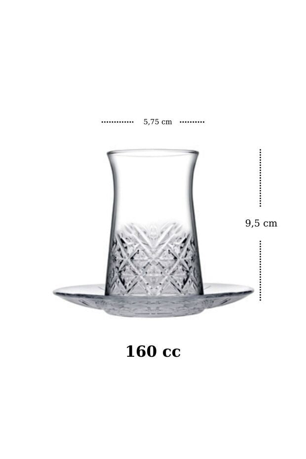 Pasabahce Timeless Heybeli Professional Turkish Tea & Dessert Glassware Set - 24 Piece