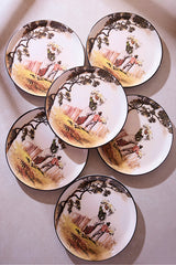 Old English The Gleaners Ceramic Dessert Plate Set - 6 Pieces, 21 cm