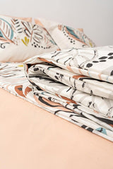 Gloria 100% Cotton Double Duvet Cover Set - Vibrant Leaf Design