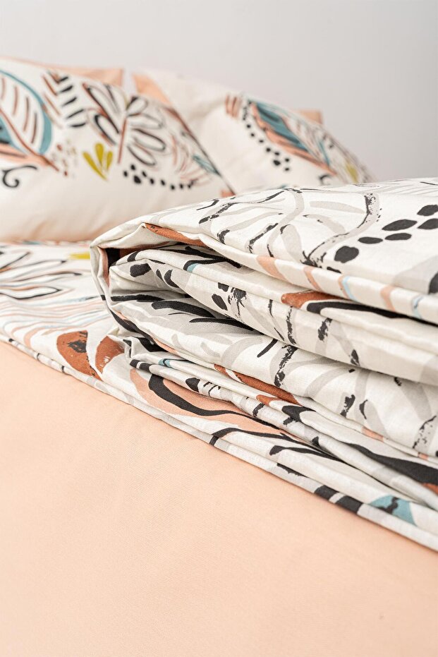 Gloria 100% Cotton Double Duvet Cover Set - Vibrant Leaf Design