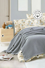 100% Cotton Double Waffle Bedspread Pike - Grey
