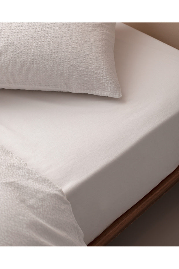 Linda Double Washed Seersucker Duvet Cover Set - White