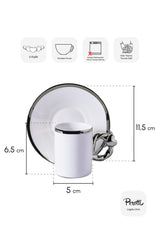 Elegant 6-Person Porcelain Coffee Cup Set with Silver Handles