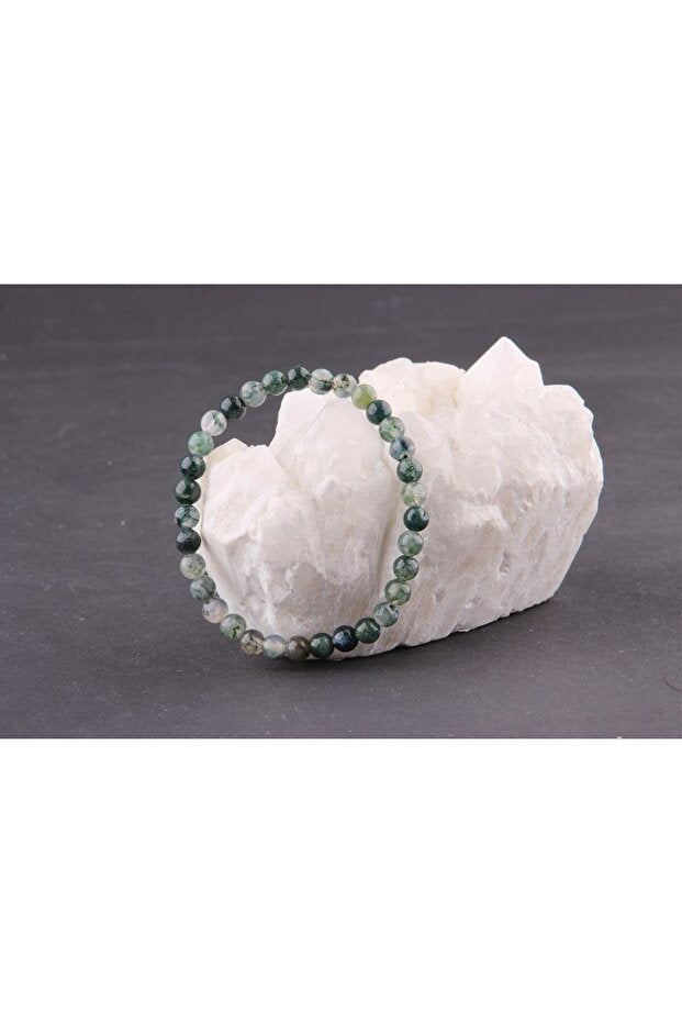 Moss Agate Natural Stone Self-Confidence Bracelet - 18-19 cm