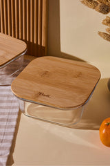 800ml Square Glass Storage Container with Bamboo Lid